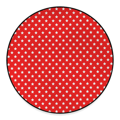 Red And White Star Pattern Print Round Floor Mat