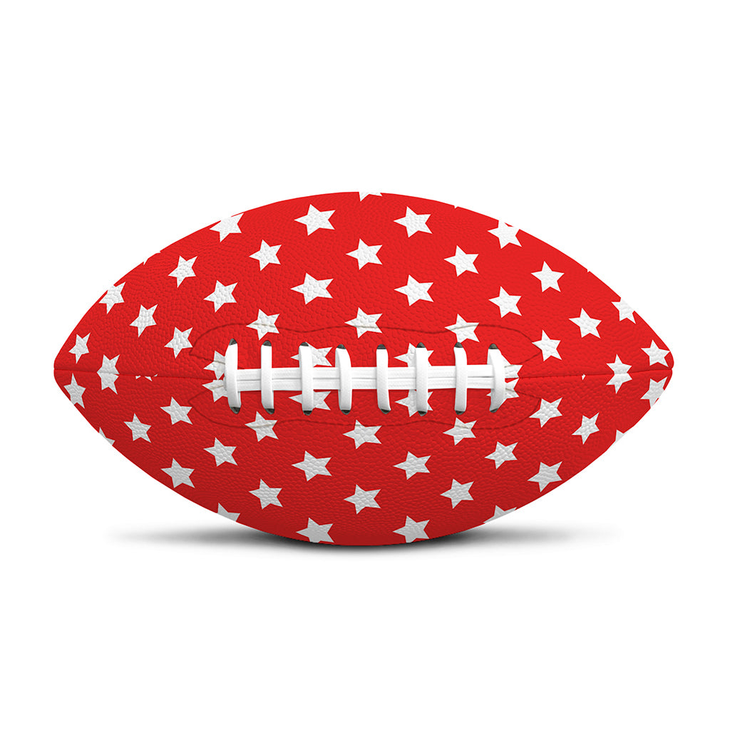 Red And White Star Pattern Print Rugby Ball