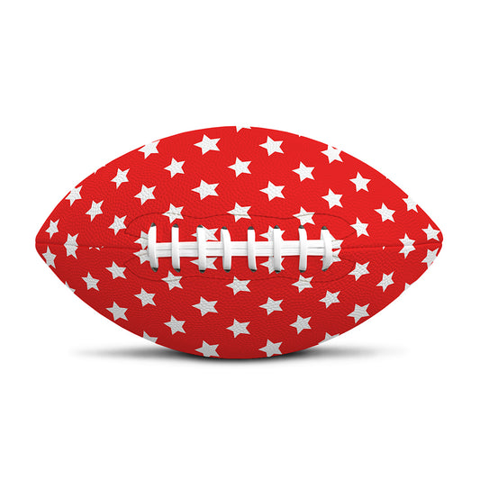 Red And White Star Pattern Print Rugby Ball
