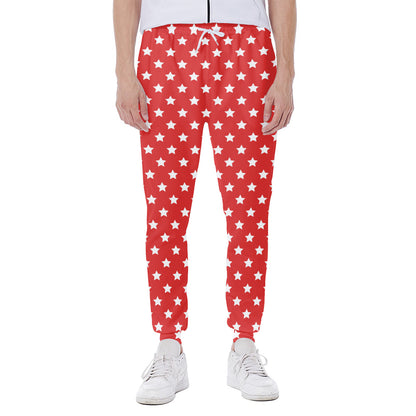 Red And White Star Pattern Print Scuba Joggers