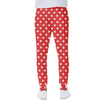 Red And White Star Pattern Print Scuba Joggers