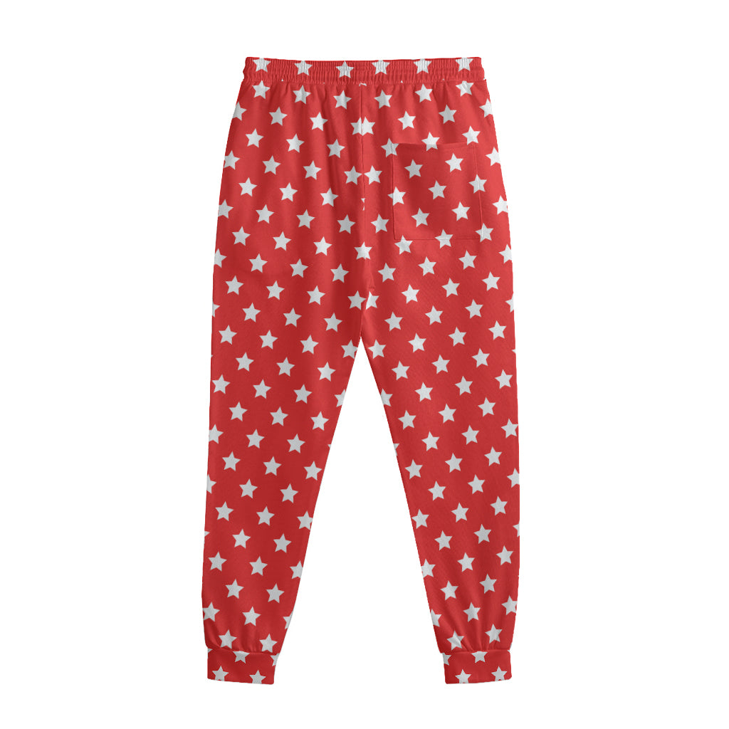 Red And White Star Pattern Print Sweatpants