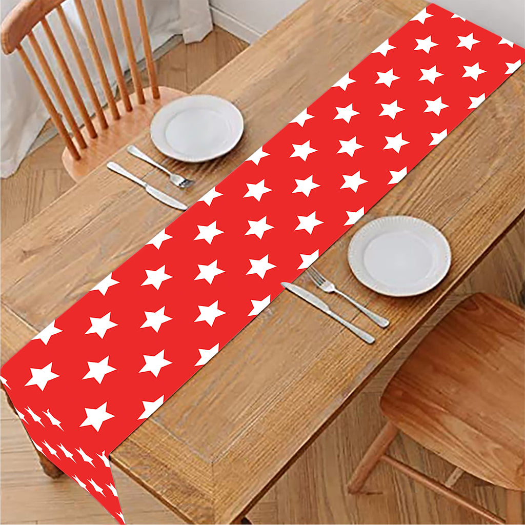 Red And White Star Pattern Print Table Runner