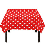 Red And White Star Pattern Print Tablecloth