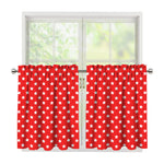Red And White Star Pattern Print Tier Curtains