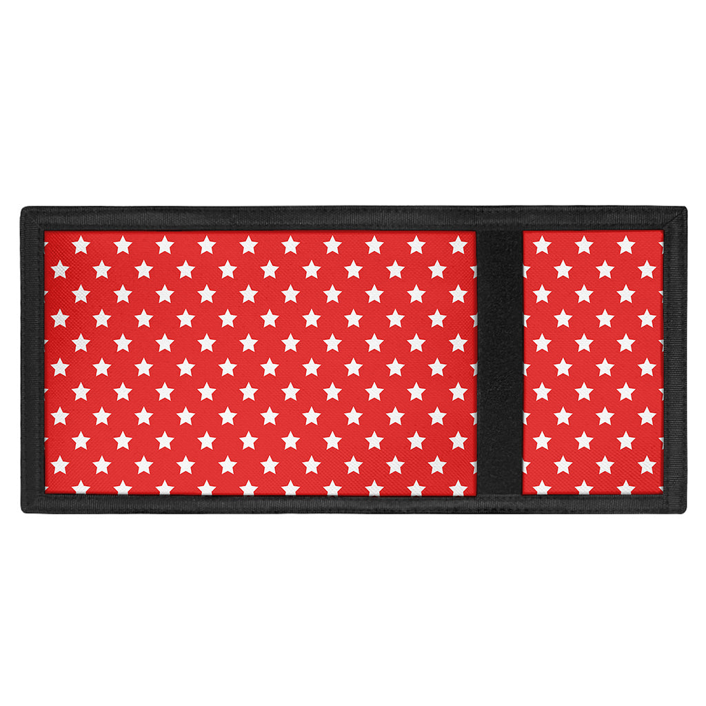 Red And White Star Pattern Print Trifold Wallet