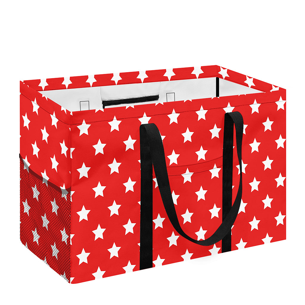 Red And White Star Pattern Print Utility Tote Bag