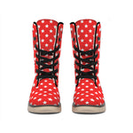 Red And White Star Pattern Print Winter Boots