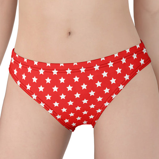 Red And White Star Pattern Print Women's Panties