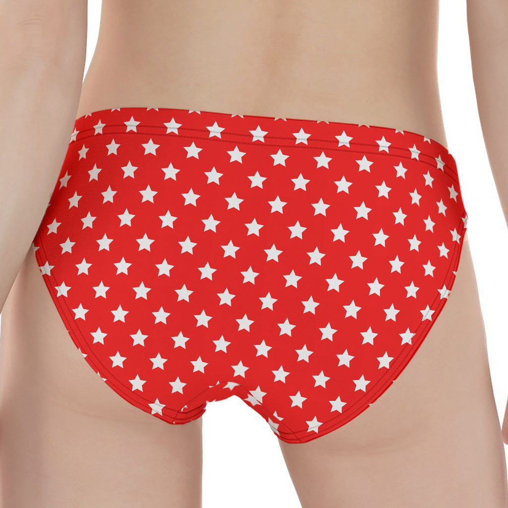 Red And White Star Pattern Print Women's Panties