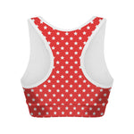 Red And White Star Pattern Print Women's Sports Bra