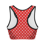 Red And White Star Pattern Print Women's Sports Bra
