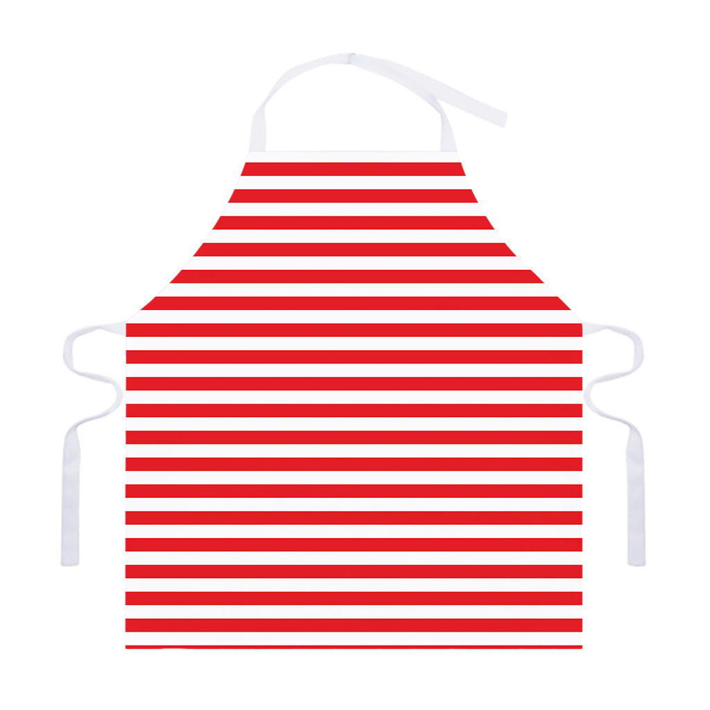 Red And White Striped Pattern Print Adjustable Apron