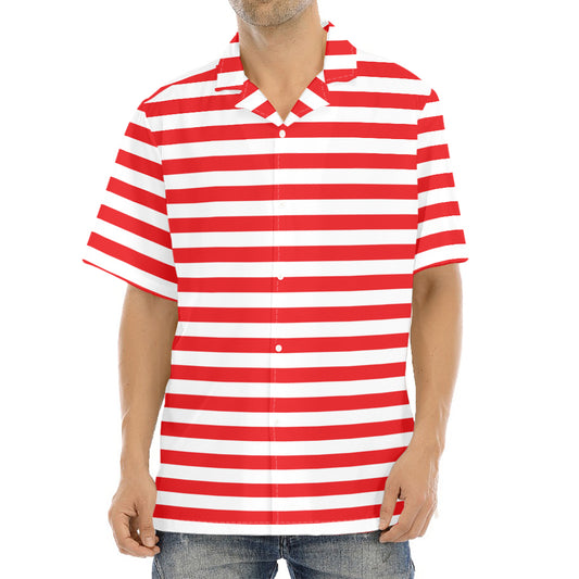 Red And White Striped Pattern Print Aloha Shirt