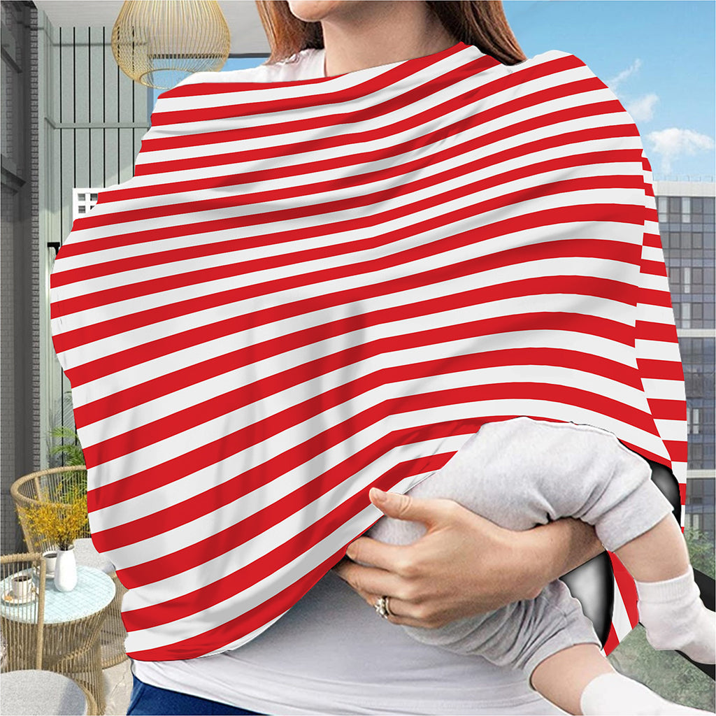 Red And White Striped Pattern Print Baby Seat Cover
