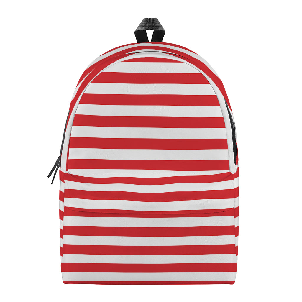 Red And White Striped Pattern Print Backpack