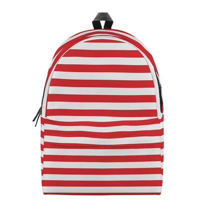 Red And White Striped Pattern Print Backpack