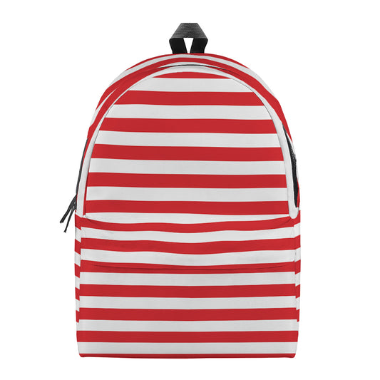 Red And White Striped Pattern Print Backpack