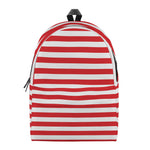 Red And White Striped Pattern Print Backpack