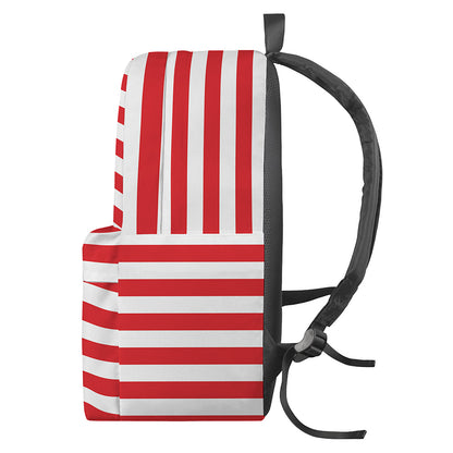 Red And White Striped Pattern Print Backpack
