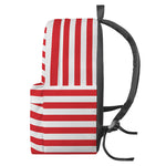 Red And White Striped Pattern Print Backpack