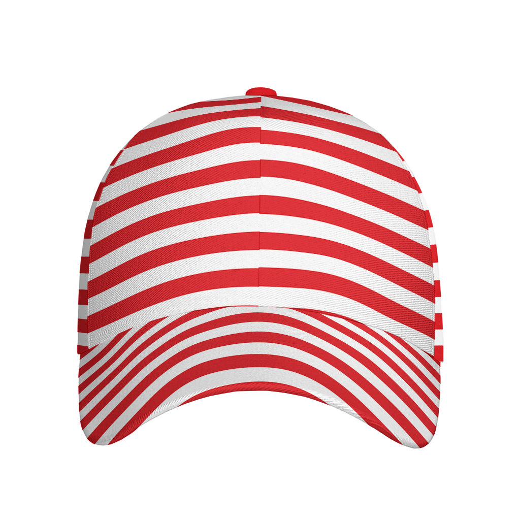 Red And White Striped Pattern Print Baseball Cap