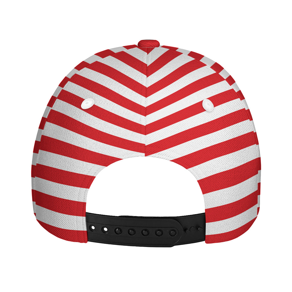 Red And White Striped Pattern Print Baseball Cap