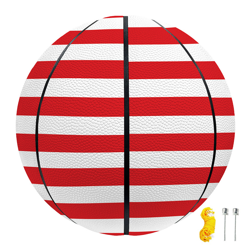 Red And White Striped Pattern Print Basketball