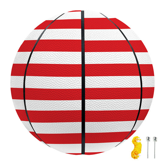 Red And White Striped Pattern Print Basketball