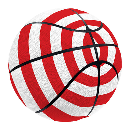 Red And White Striped Pattern Print Basketball