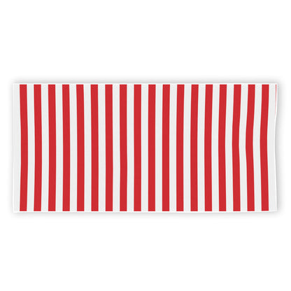 Red And White Striped Pattern Print Beach Towel