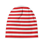 Red And White Striped Pattern Print Beanie