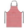 Red And White Striped Pattern Print Bib Apron With Pocket