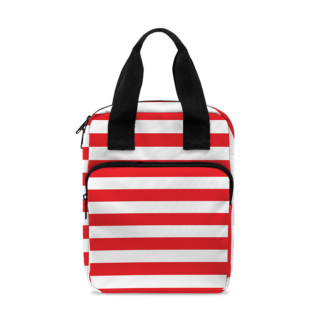 Red And White Striped Pattern Print Bible Tote Bag