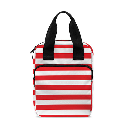 Red And White Striped Pattern Print Bible Tote Bag