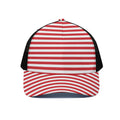 Red And White Striped Pattern Print Black Mesh Trucker Hat
