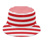 Red And White Striped Pattern Print Bucket Hat