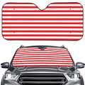 Red And White Striped Pattern Print Car Windshield Sun Shade