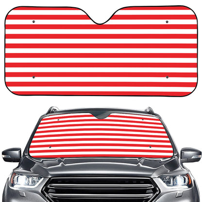 Red And White Striped Pattern Print Car Windshield Sun Shade