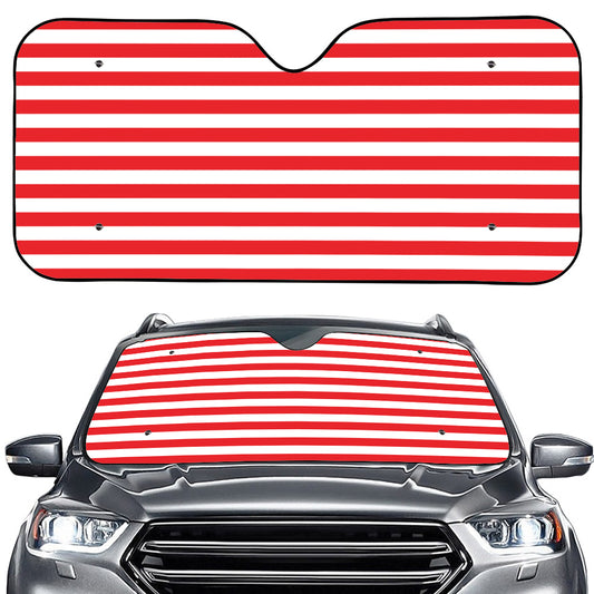 Red And White Striped Pattern Print Car Windshield Sun Shade