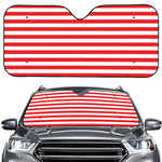 Red And White Striped Pattern Print Car Windshield Sun Shade