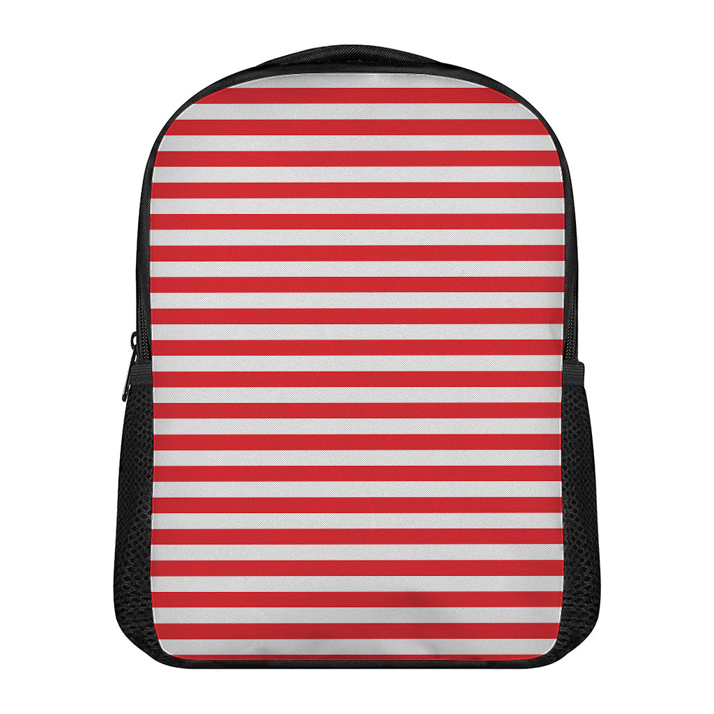 Red And White Striped Pattern Print Casual Backpack