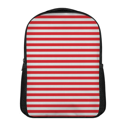 Red And White Striped Pattern Print Casual Backpack