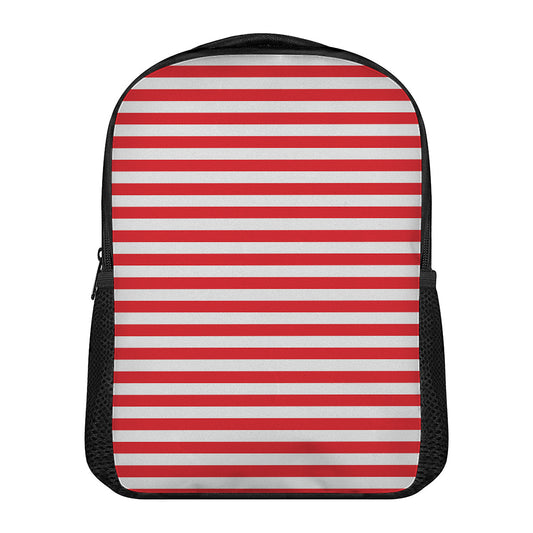 Red And White Striped Pattern Print Casual Backpack