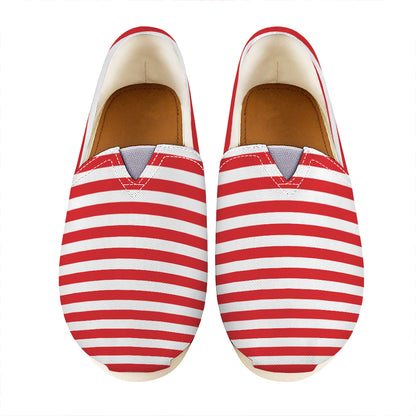 Red And White Striped Pattern Print Casual Shoes