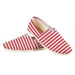 Red And White Striped Pattern Print Casual Shoes