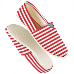 Red And White Striped Pattern Print Casual Shoes