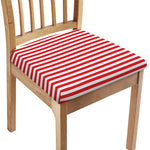 Red And White Striped Pattern Print Chair Cushion Cover