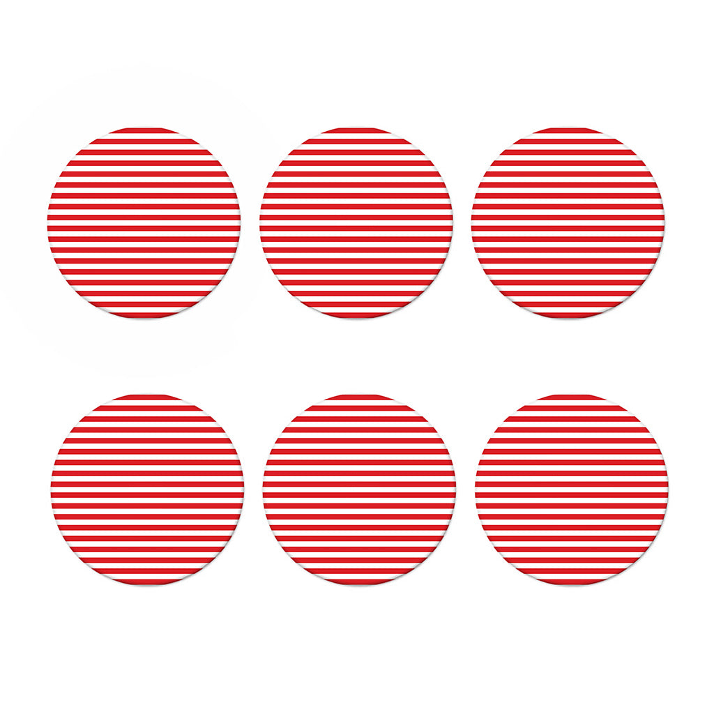 Red And White Striped Pattern Print Coaster Set