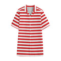 Red And White Striped Pattern Print Cotton Hawaiian Shirt